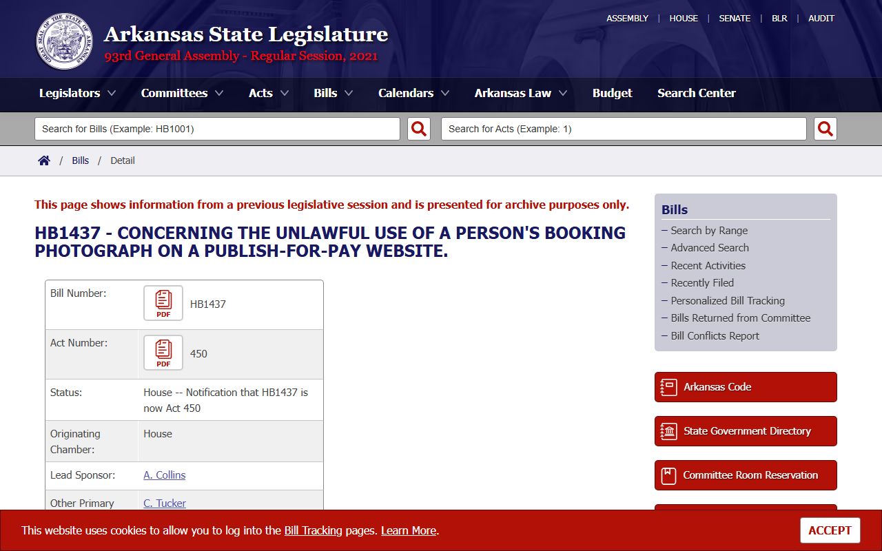 Arkansas booking photo law for Boone County jail mugshots